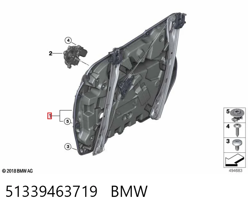 51339463719 BMW Підйомник механічний вітрового скла