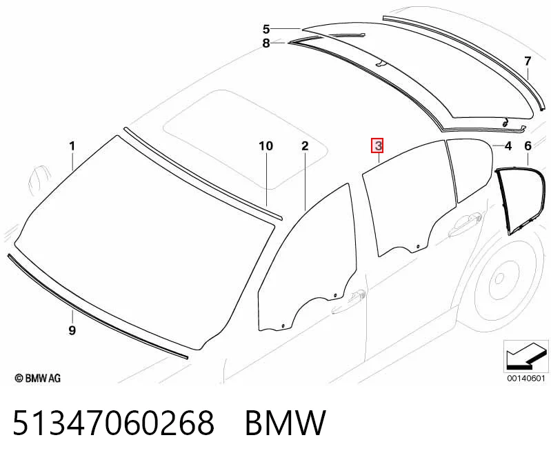 51347060268 BMW Вікно задніх дверей