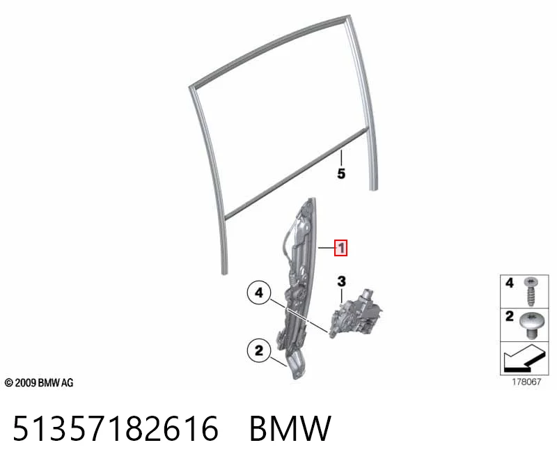 51357182616 BMW Склопідйомник задніх правих дверей
