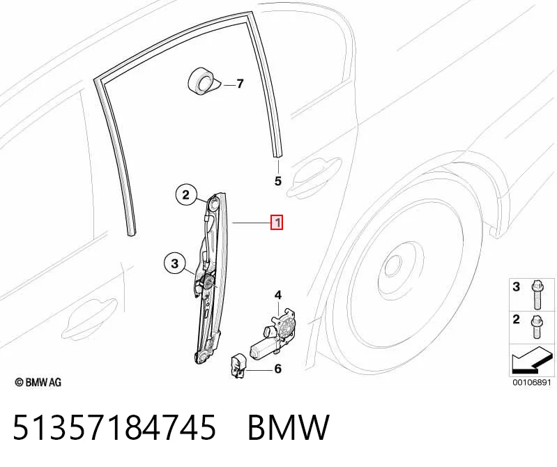 51357184745 BMW Механізм стеклопод'емника двері задньої, лівої