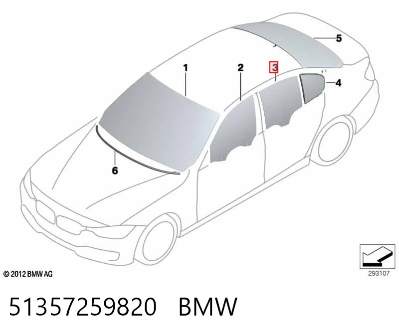 51357259820 BMW Скло задньої двері правої