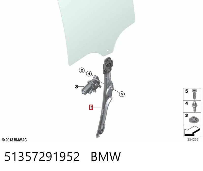 51357291952 BMW Склопідйомник задніх правих дверей