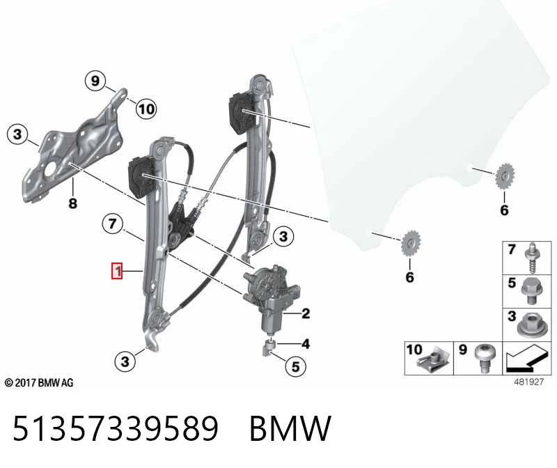 51357339589 BMW Механізм стеклопод'емника двері задньої, лівої