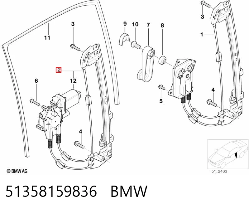 51358159836 BMW Склопідйомник задніх правих дверей