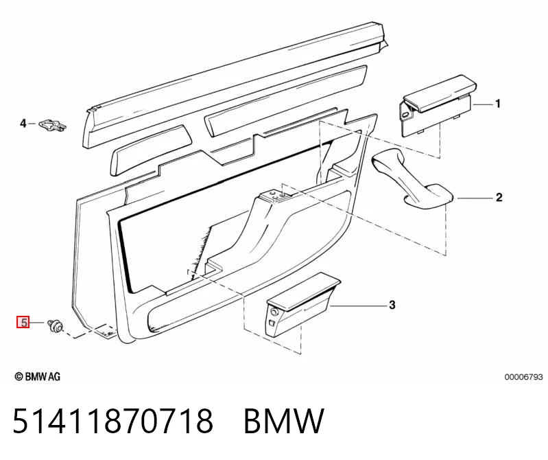 51411870718 BMW Пістон (кліп) кріплення обшивки дверей