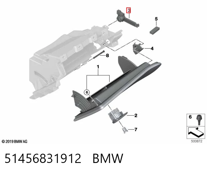 51456831912 BMW Амортизатор кришки бардачка