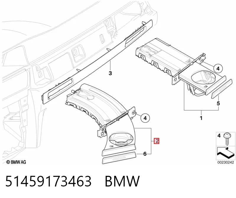 51459173463 BMW Підсклянник "торпедо"