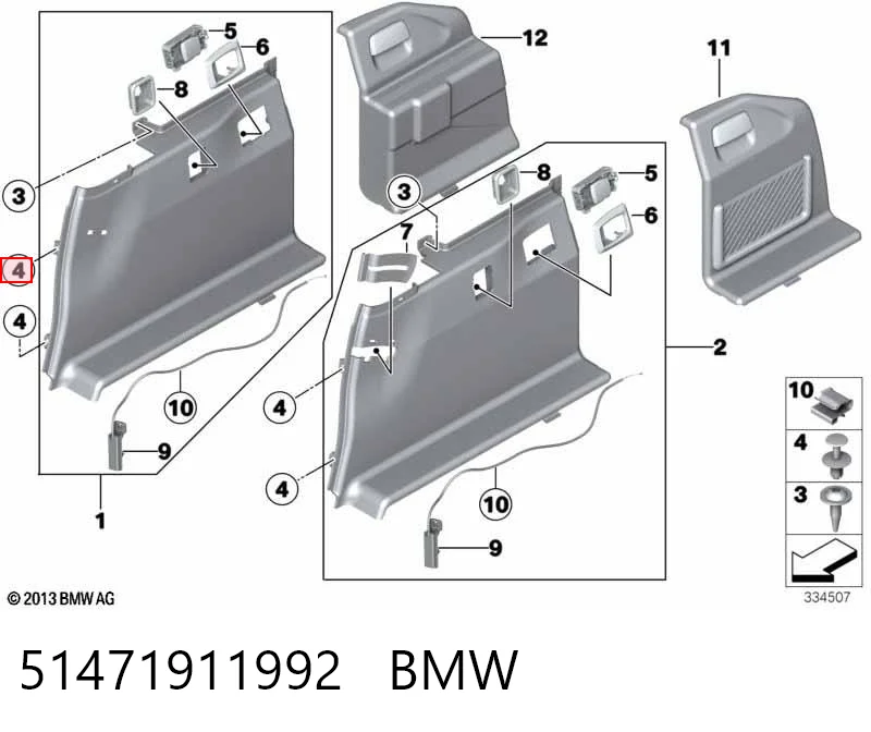 51471911992 BMW Кліпса термоізоляції капота