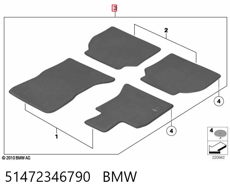 Килимок передні + задні, комплект на авто BMW 5 F10