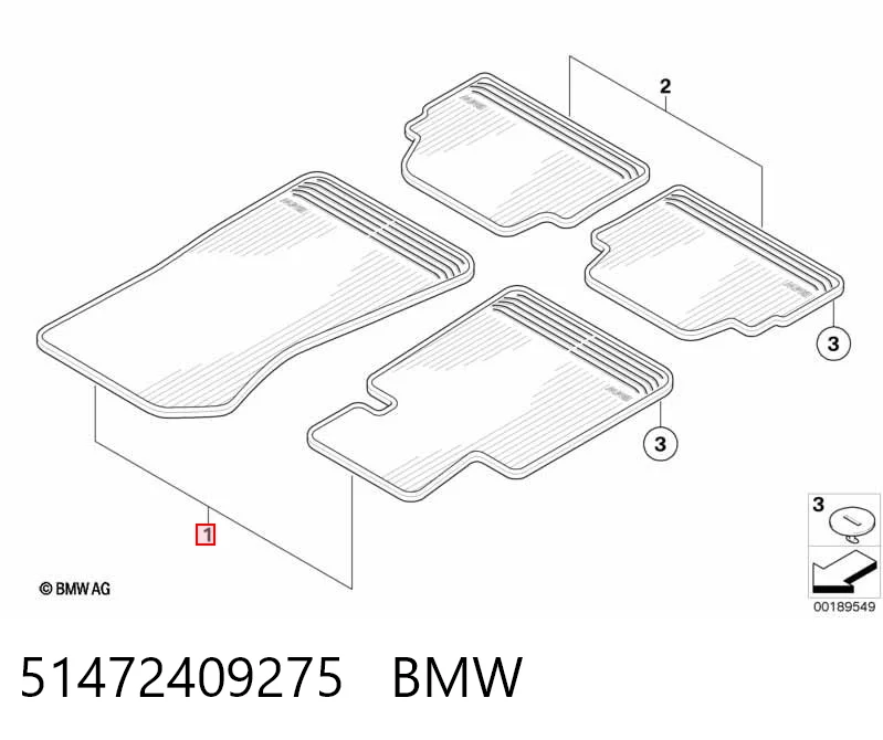 51472409275 BMW Гумові килимки передні