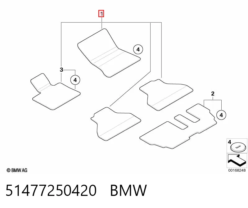 Комплект килимків BMW X5 позашляховик (E70) (2007 - 2013) ціна, від 171.85 USD