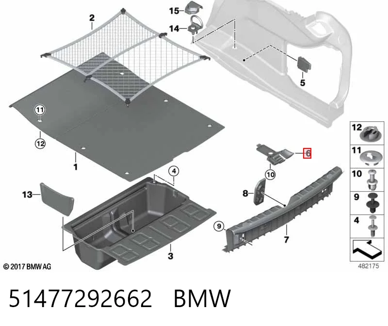 51477292662 BMW Кріплення полиці багажника