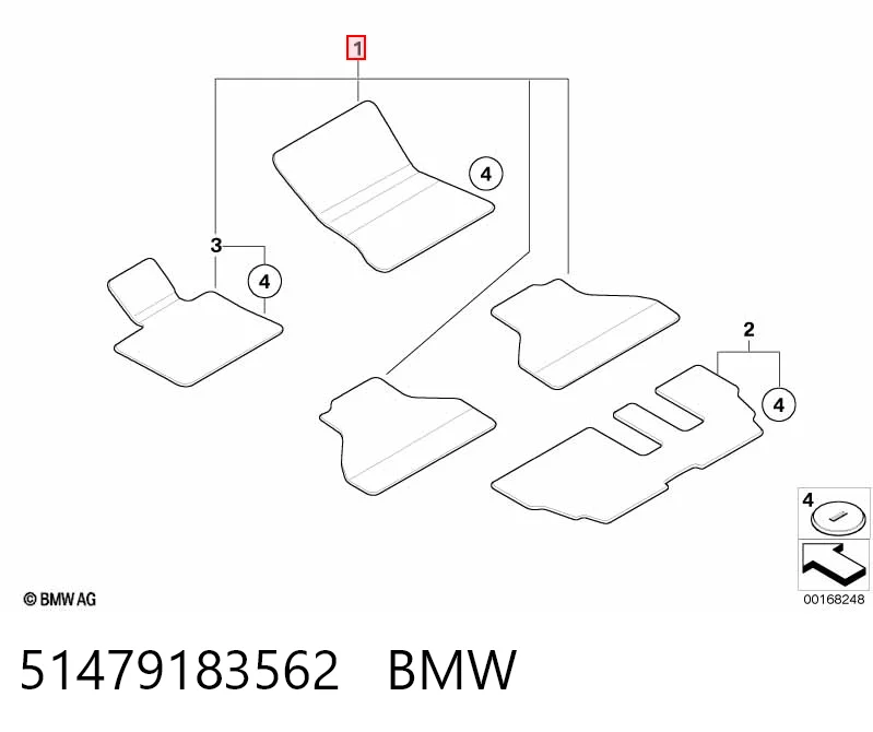 Килимок передні + задні, комплект на авто BMW X5 E70