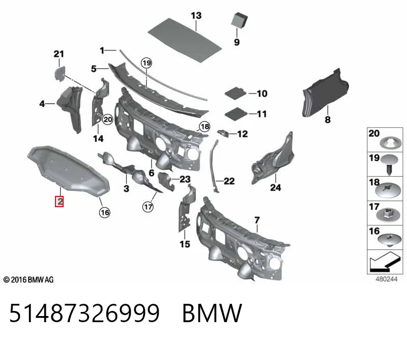 51487326999 BMW Утеплювач капота