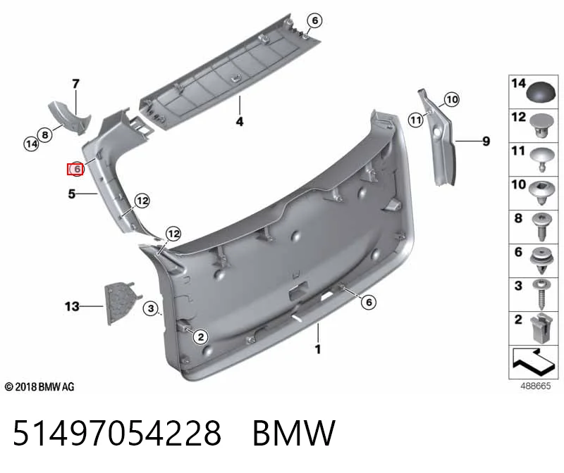 51497054228 BMW Пістон (кліп) кріплення підкрилки переднього крила