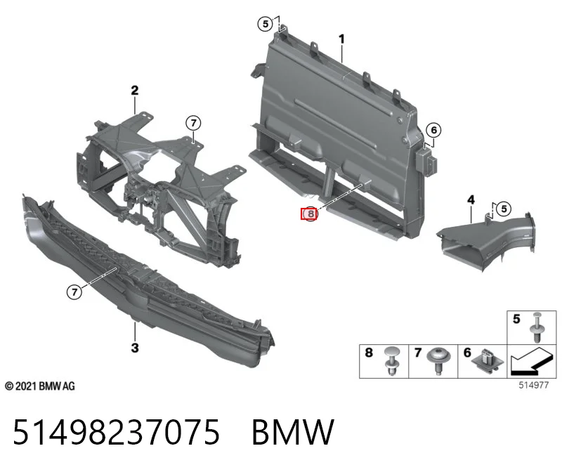51498237075 BMW Кліп кріплення решітки радіатора охолодження