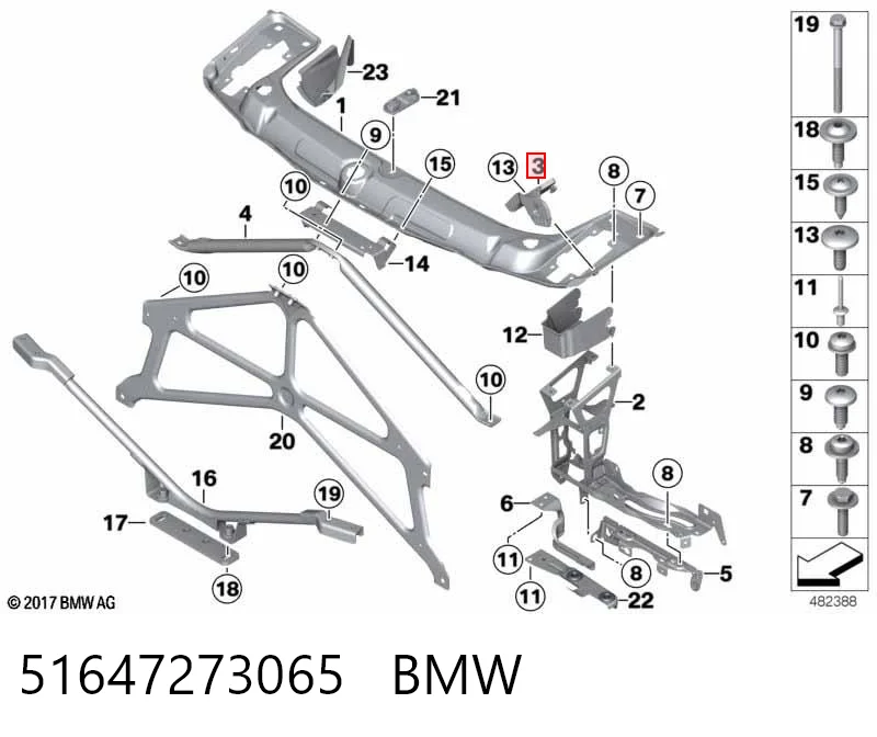 51647273065 BMW Кріплення фари передньої, лівої