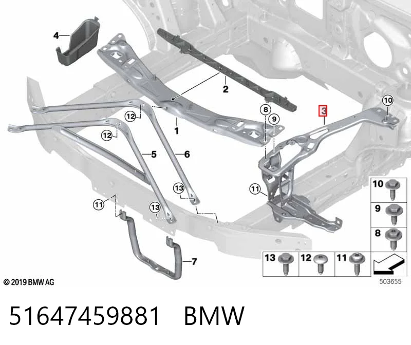 51647459881 BMW Кріплення фари передньої, лівої