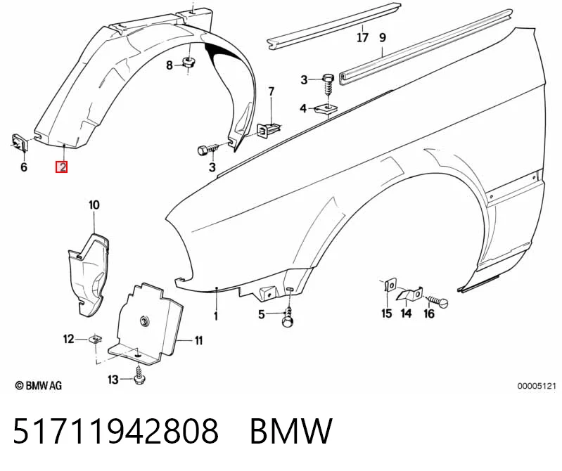 Підкрилок переднього крила, правий на BMW 3  E30