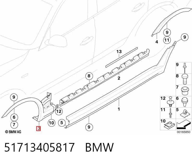 51713405817 BMW Розширювач/накладка арки переднього крила, лівий