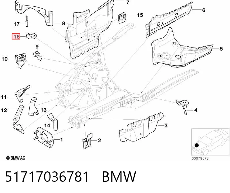 51717036781 BMW Верхній кронштейн опори амортизатора передньої
