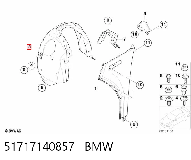 51717140857 BMW Підкрилок переднього крила, лівий