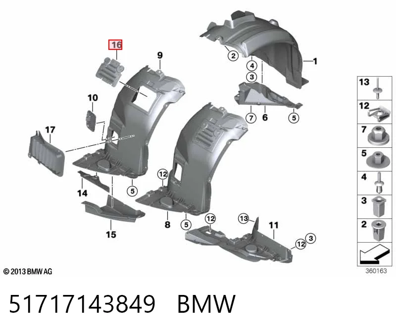 51717143849 BMW Лючок підкрилка переднього лівого