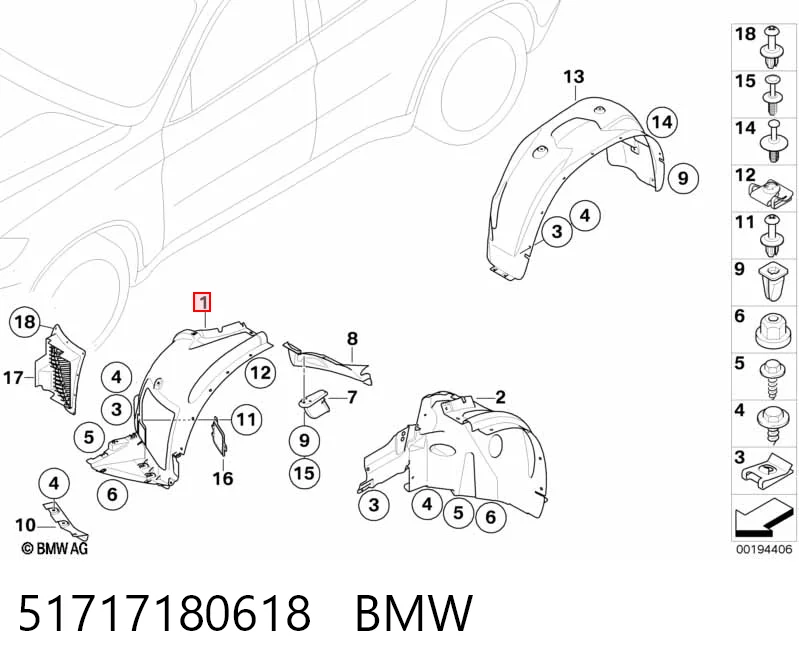 Підкрилок переднього крила, правий передній AND 30821504 ціна, від 16.96 USD