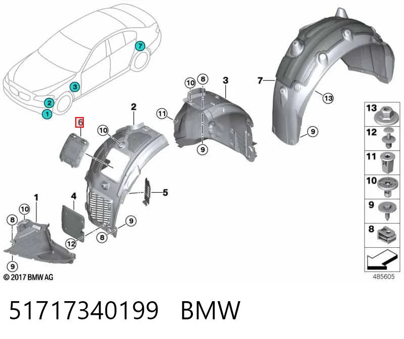 51717340199 BMW Лючок підкрилка переднього лівого