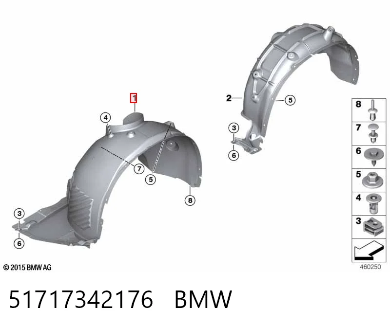 Підкрилок переднього крила, правий на BMW X1  F48