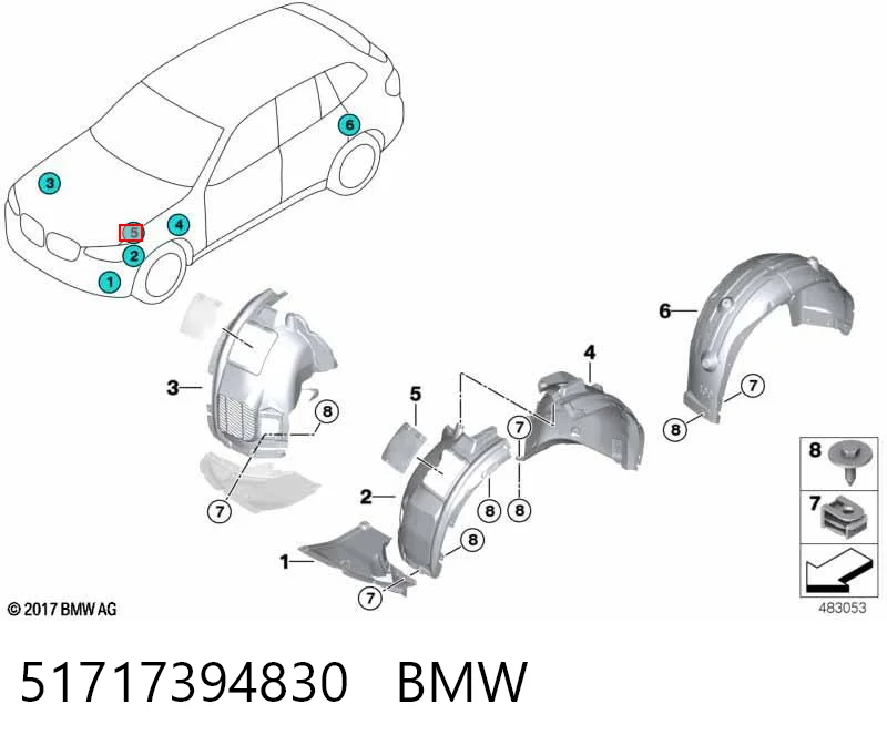51717394830 BMW Лючок підкрилка переднього правого