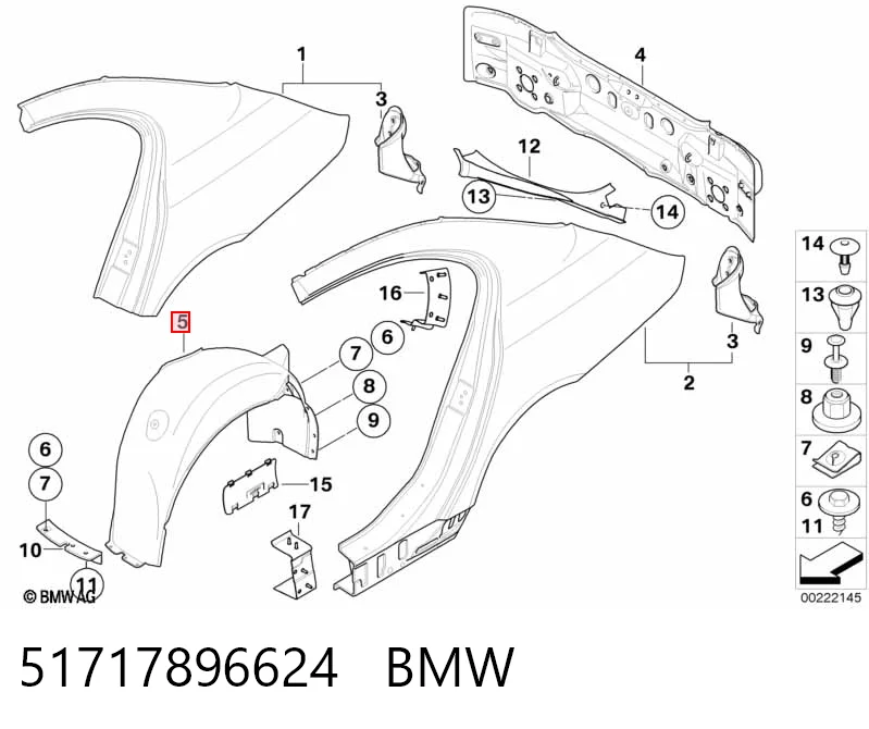 Купити 7033752 BMW Підкрилок заднього крила, правий