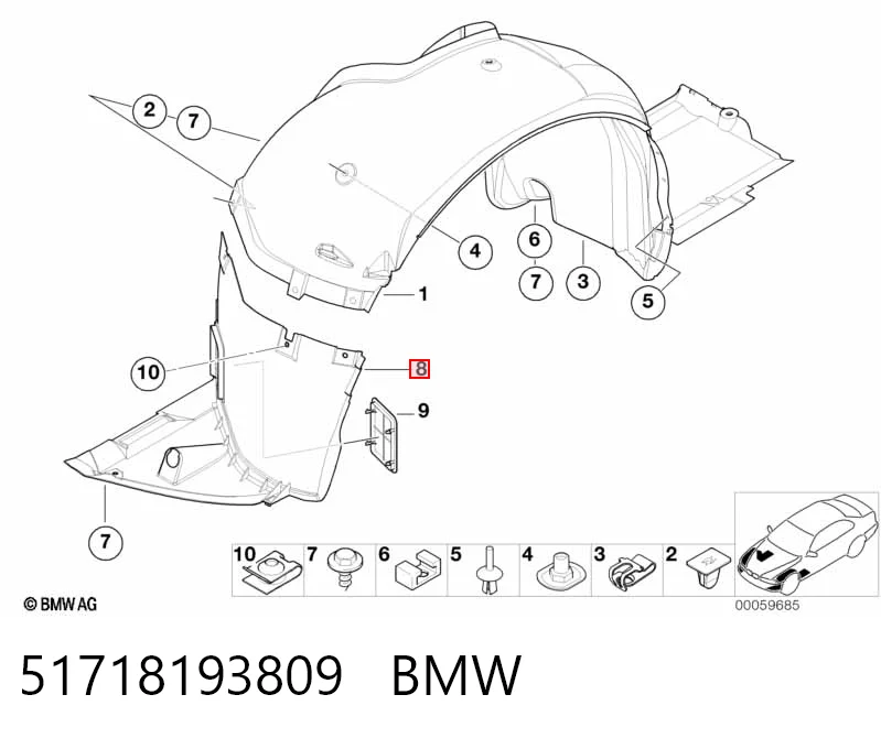Підкрилок переднього крила, лівий задній 2008FL2T Polcar