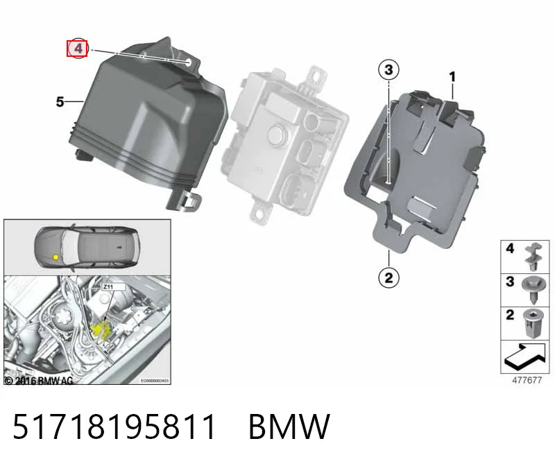 51718195811 BMW Кліп кріплення решітки радіатора охолодження