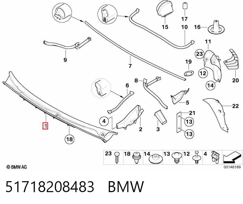 51718208483 BMW Водостік лобового скла, жабо