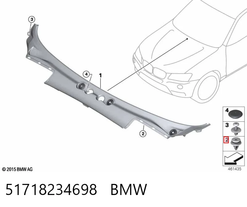 51718234698 BMW Пістон (кліп) кріплення підкрилки переднього крила