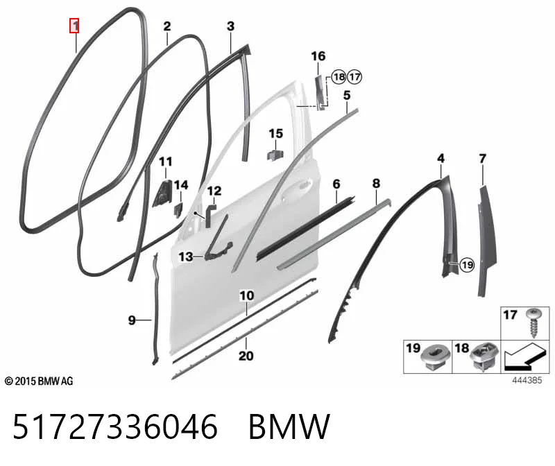 51727336046 BMW Ущільнювач двері передньої (на кузові)