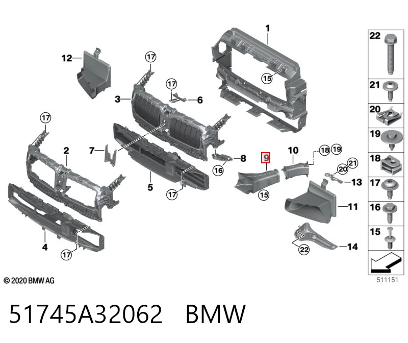 51745A32062 BMW Повітропровід гальмівного диска, правий