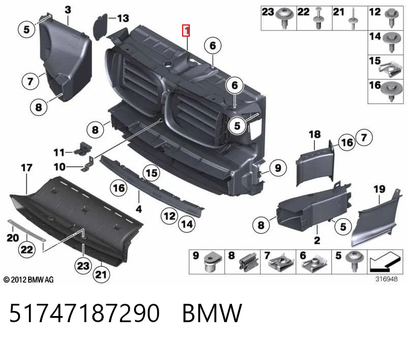 Решітка радіатора на BMW 7  F01, F02, F03, F04