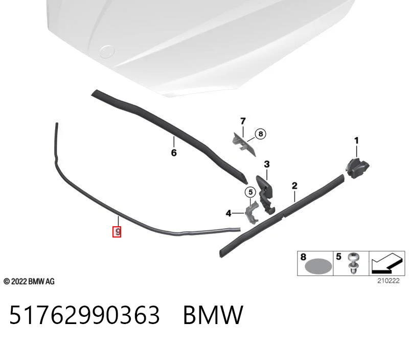 51762990363 BMW Ущільнювач капота