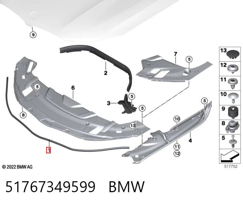 51767349599 BMW Гумка ущільнювача під капот