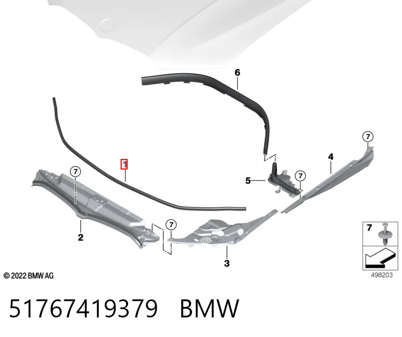 51767419379 BMW Гумка ущільнювача під капот