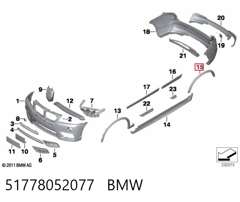 51778052077 BMW Розширювач заднього крила, лівий