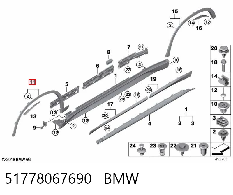 51778067690 BMW Молдинг передньої арки колеса, правий