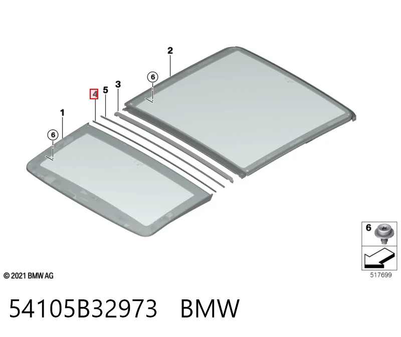 54105B32973 BMW Ущільнювач люка даху