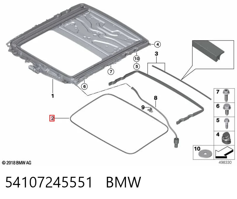 54107245551 BMW Ущільнювач люка даху