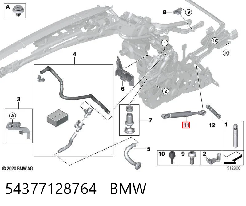 54377128764 BMW Амортизатор складного даху