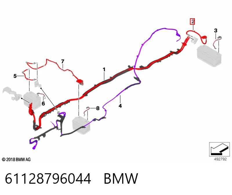 61128796044 BMW Кабель плюсової клеми акумулятора (АКБ)