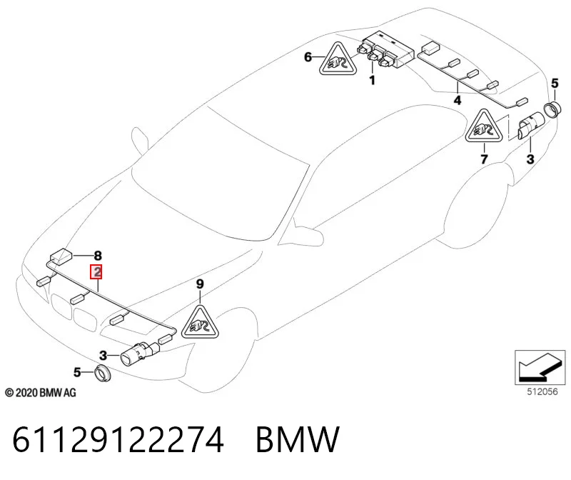 61129122274 BMW Кабель / дріт парктроніка бампера, заднього
