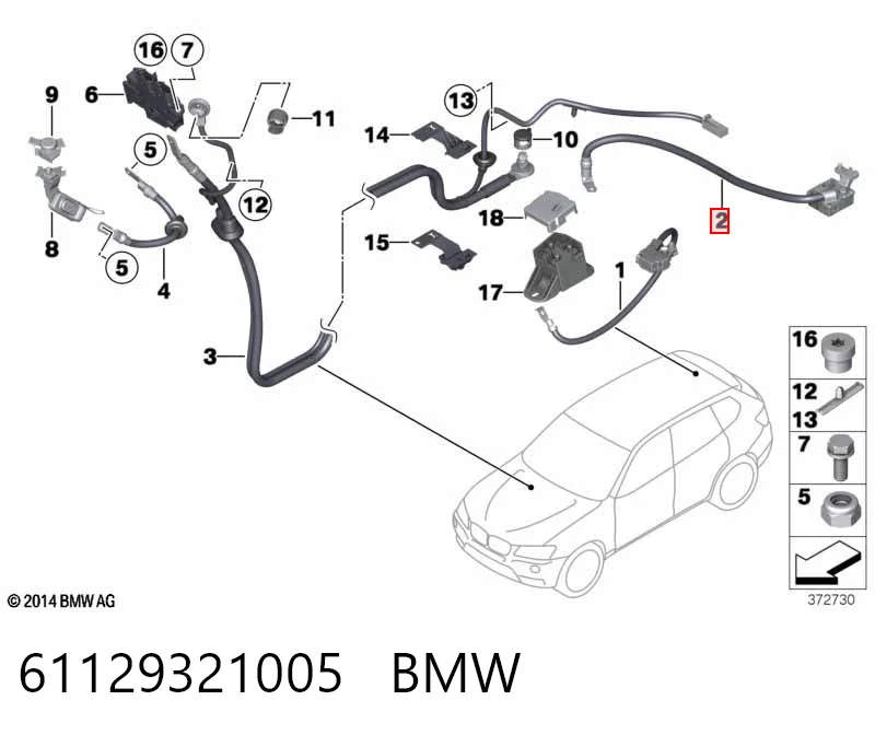 61129321005 BMW Кабель плюсової клеми акумулятора (АКБ)